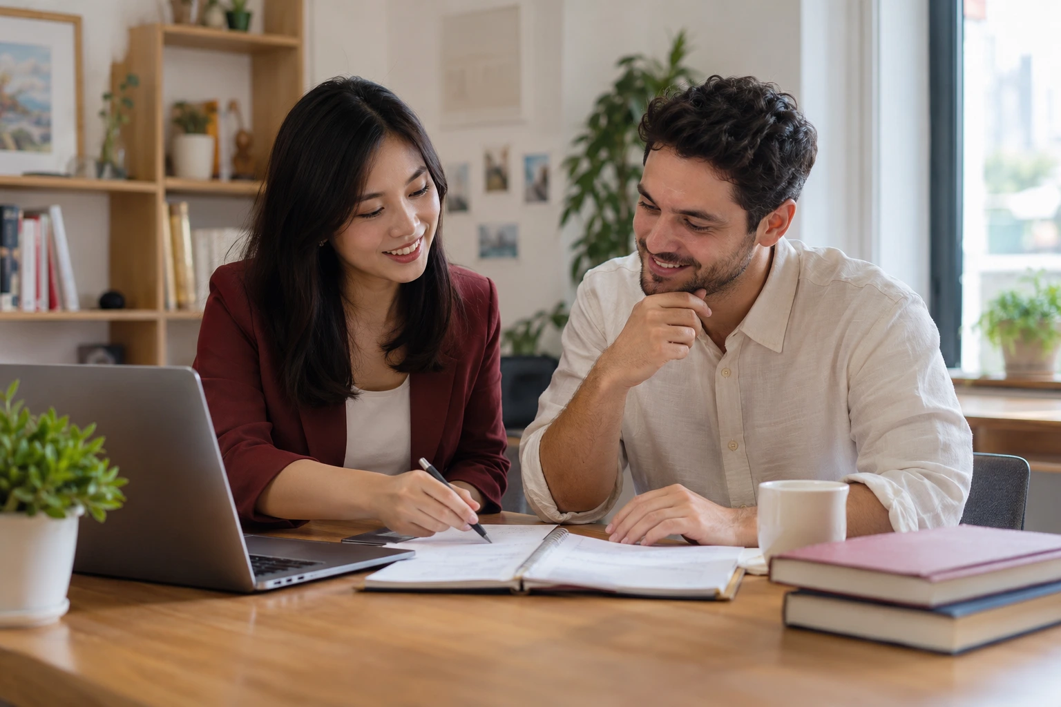 Giáo viên và học viên trao đổi về lộ trình học tiếng Anh